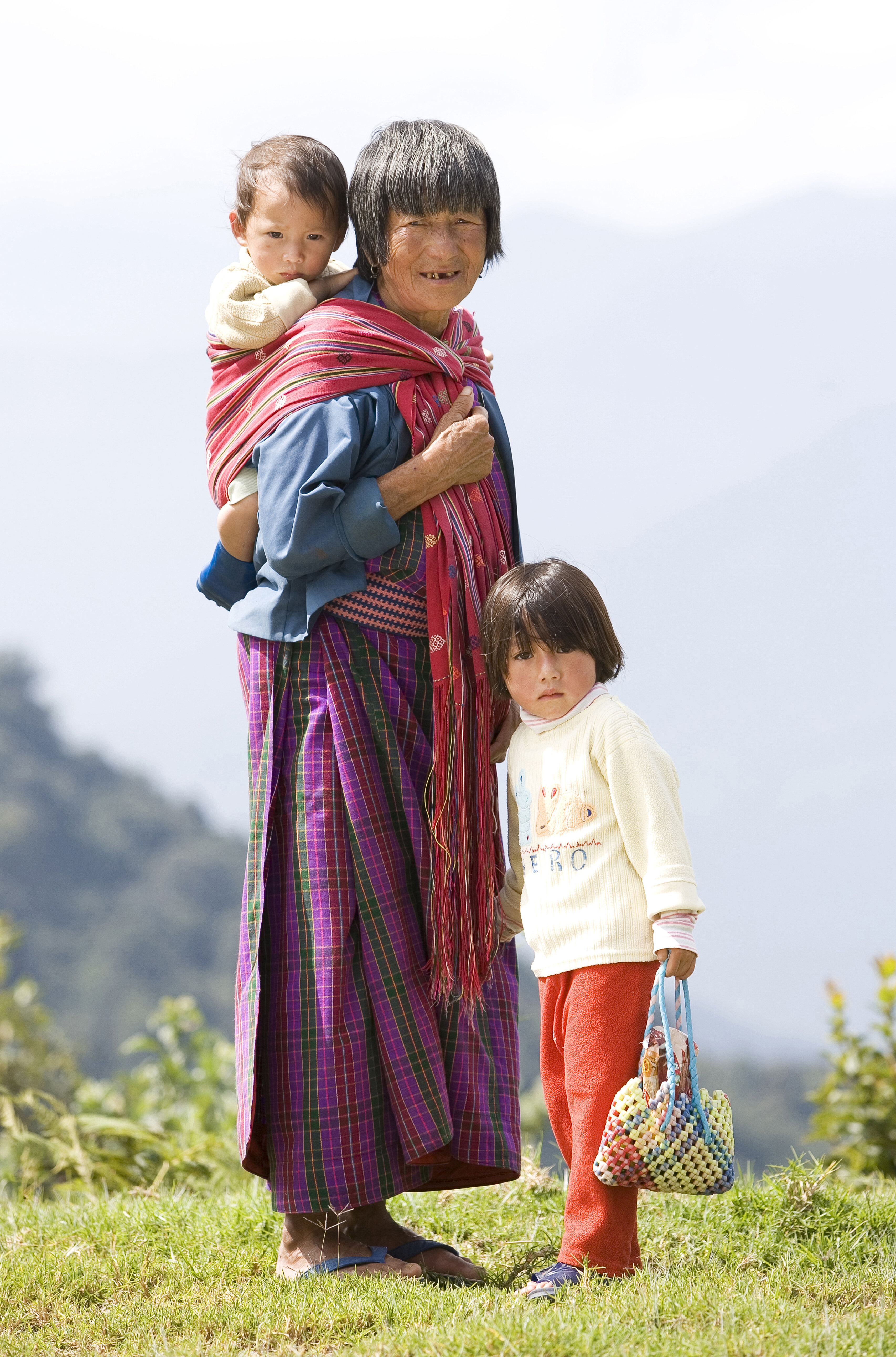 Bhutanese family in traditional dress